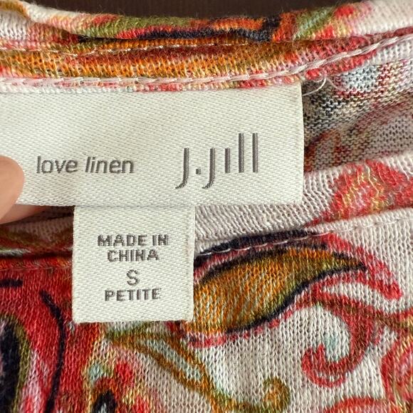 J.JILL | Love Linen Jersey Orange and brown Paisley Sleeveless Top Small Petite - Picture 4 of 4
